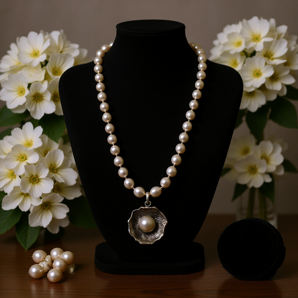 Necklace “Pearl in petal”