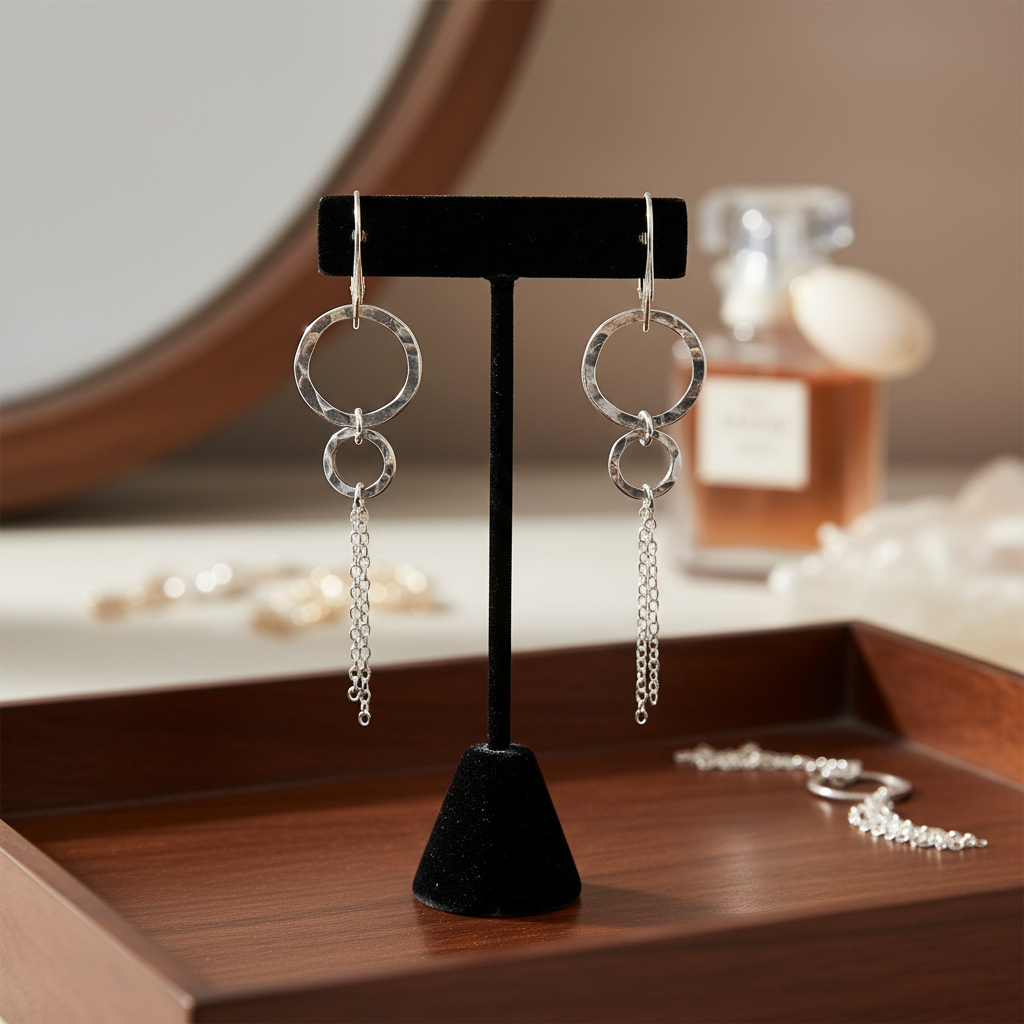 „OXA” oxidative silver earrings & chairs in silver