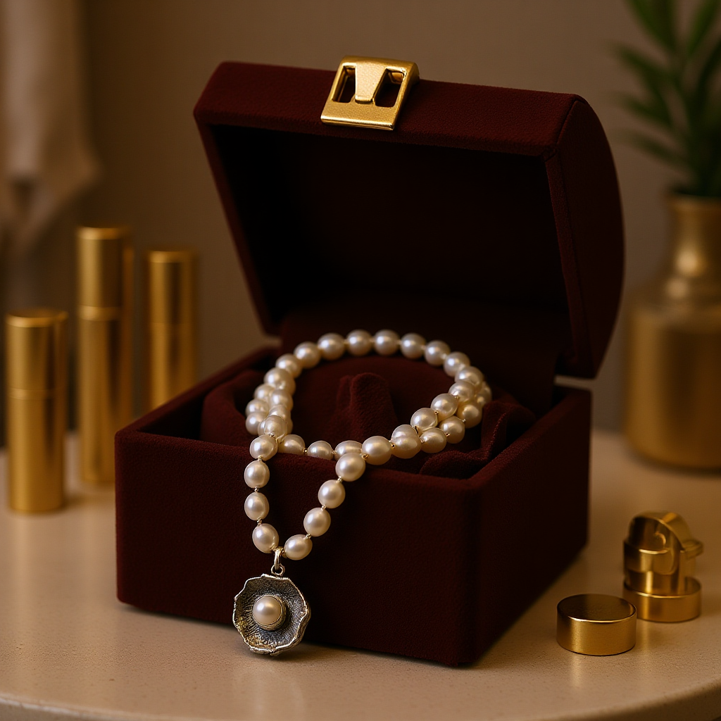 Necklace “Pearl in petal”