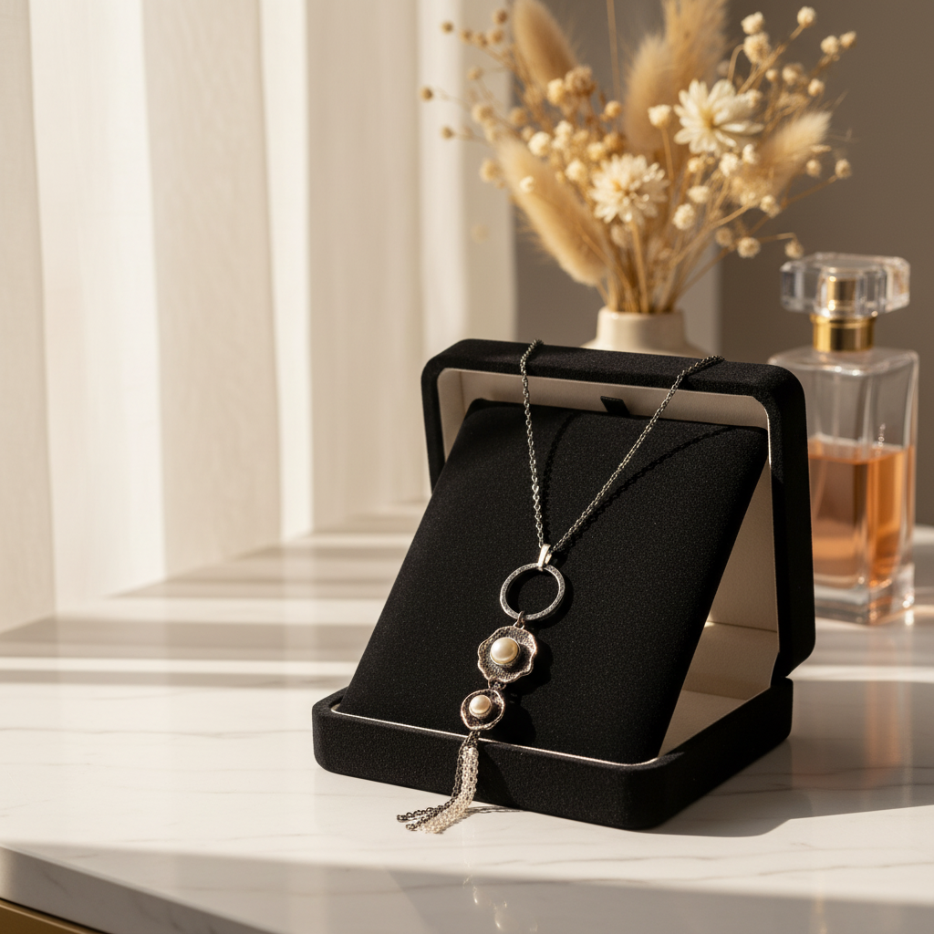 Pearls in flower necklace