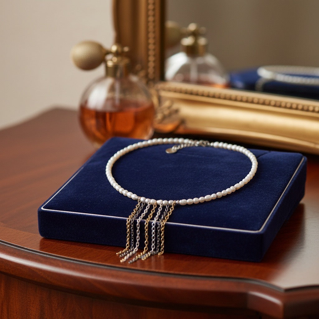 Choker Pearls in gold plated silver