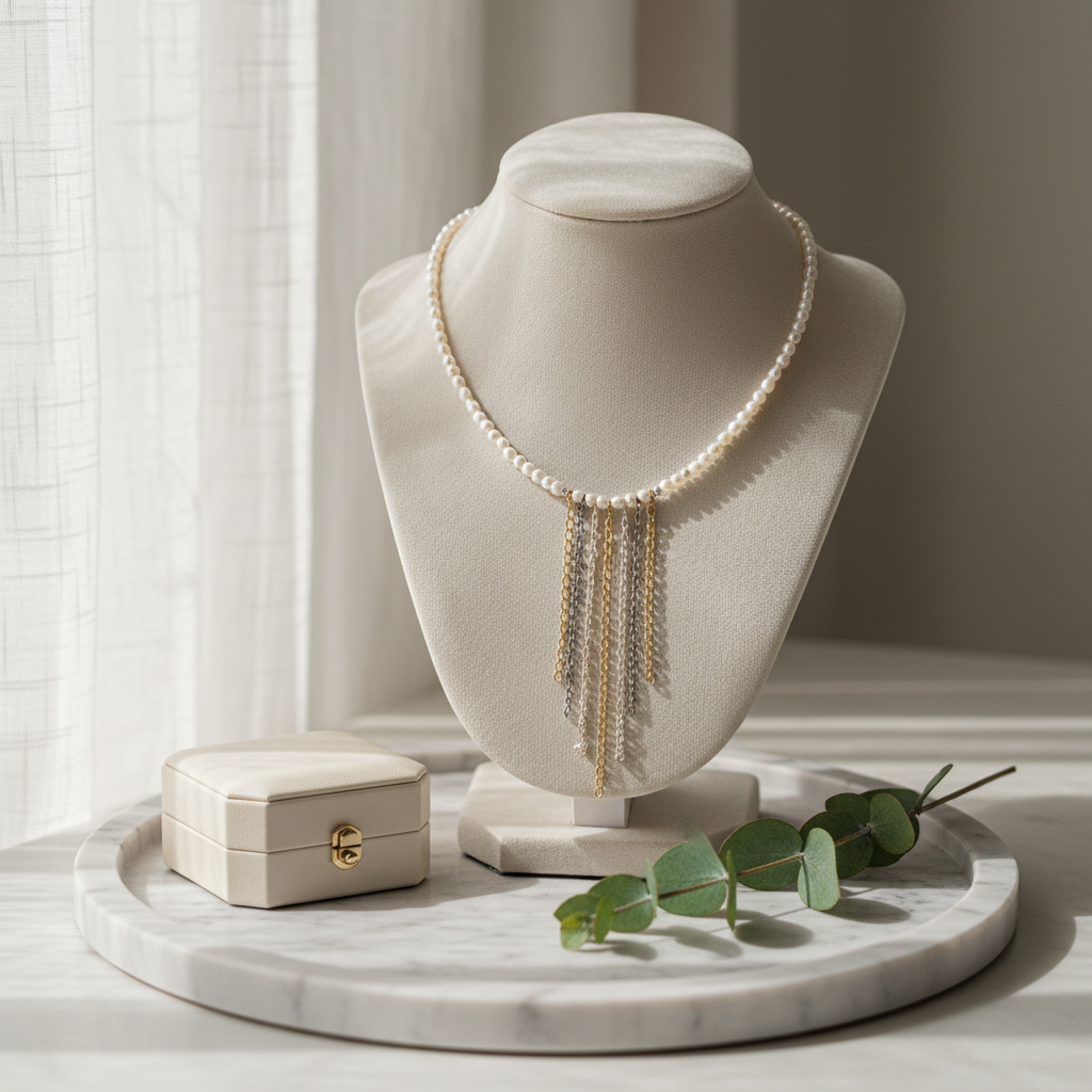 Choker Pearls in gold plated silver