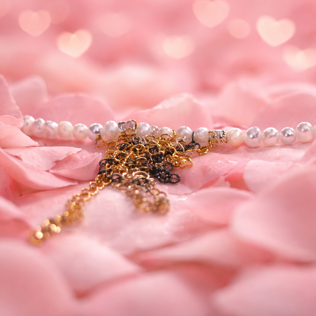 Choker Pearls in gold plated silver