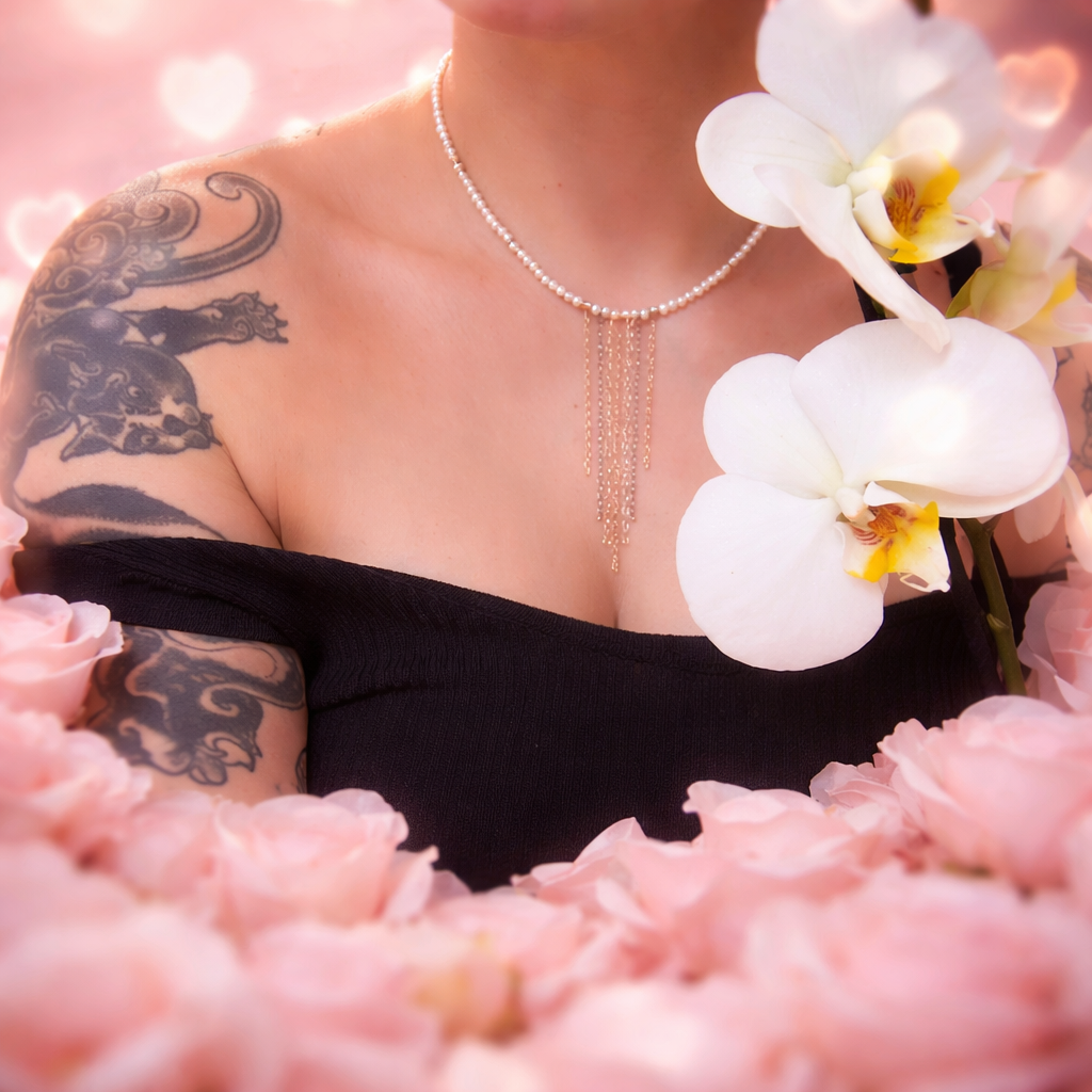 Choker Pearls in gold plated silver