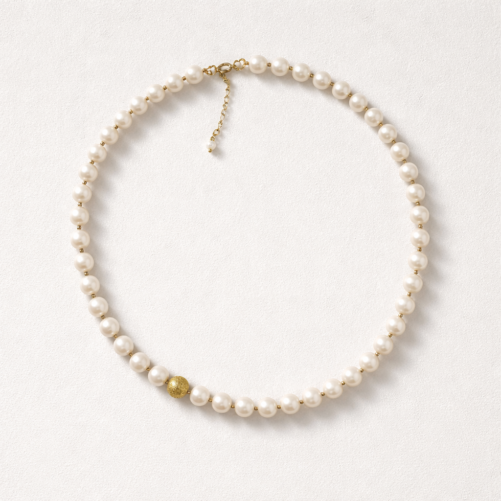 Neckless„OKSANA” pearls & gold plated silver 925