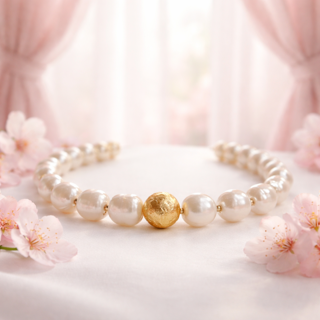 Neckless„OKSANA” pearls & gold plated silver 925