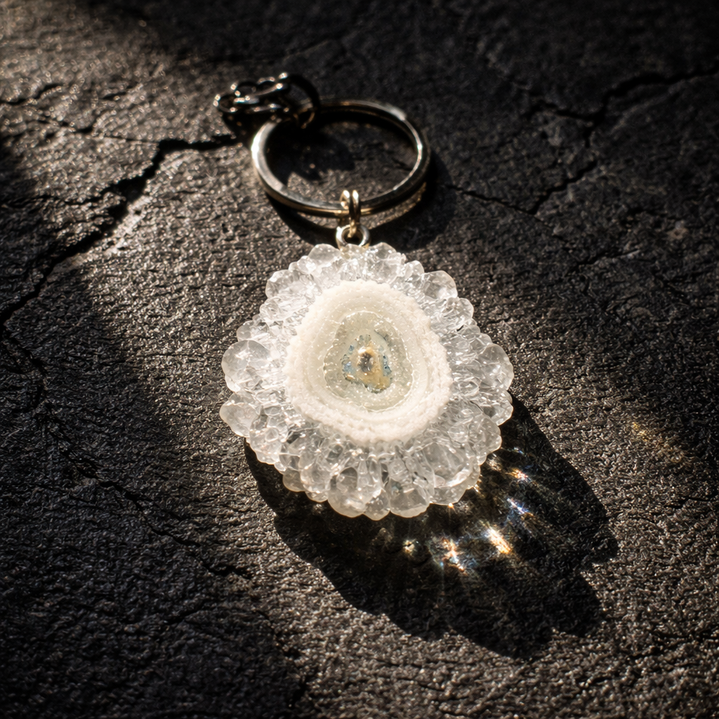 White Solar Quartz pendant in silver