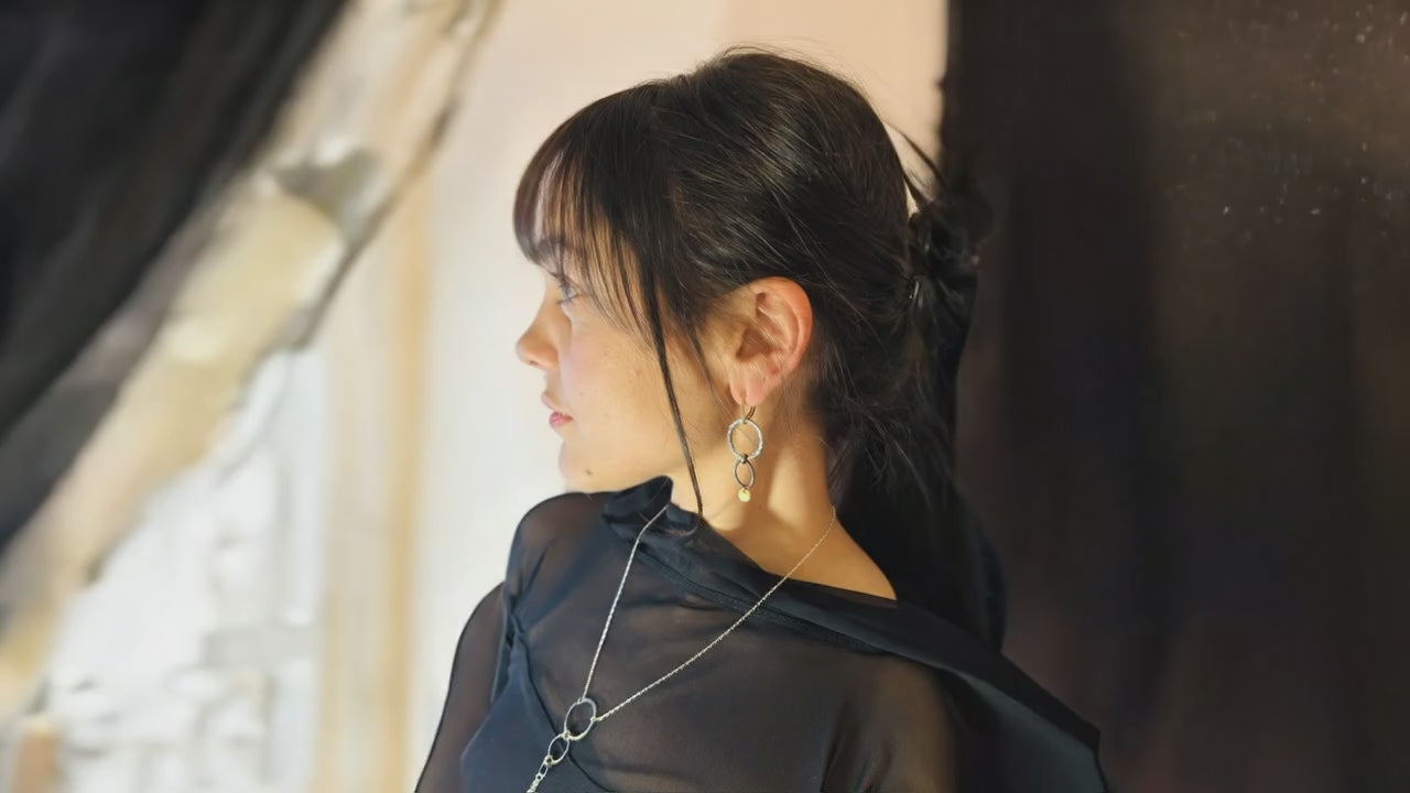 „OXA” gold earring , oxidative silver circle size, gold plated silver